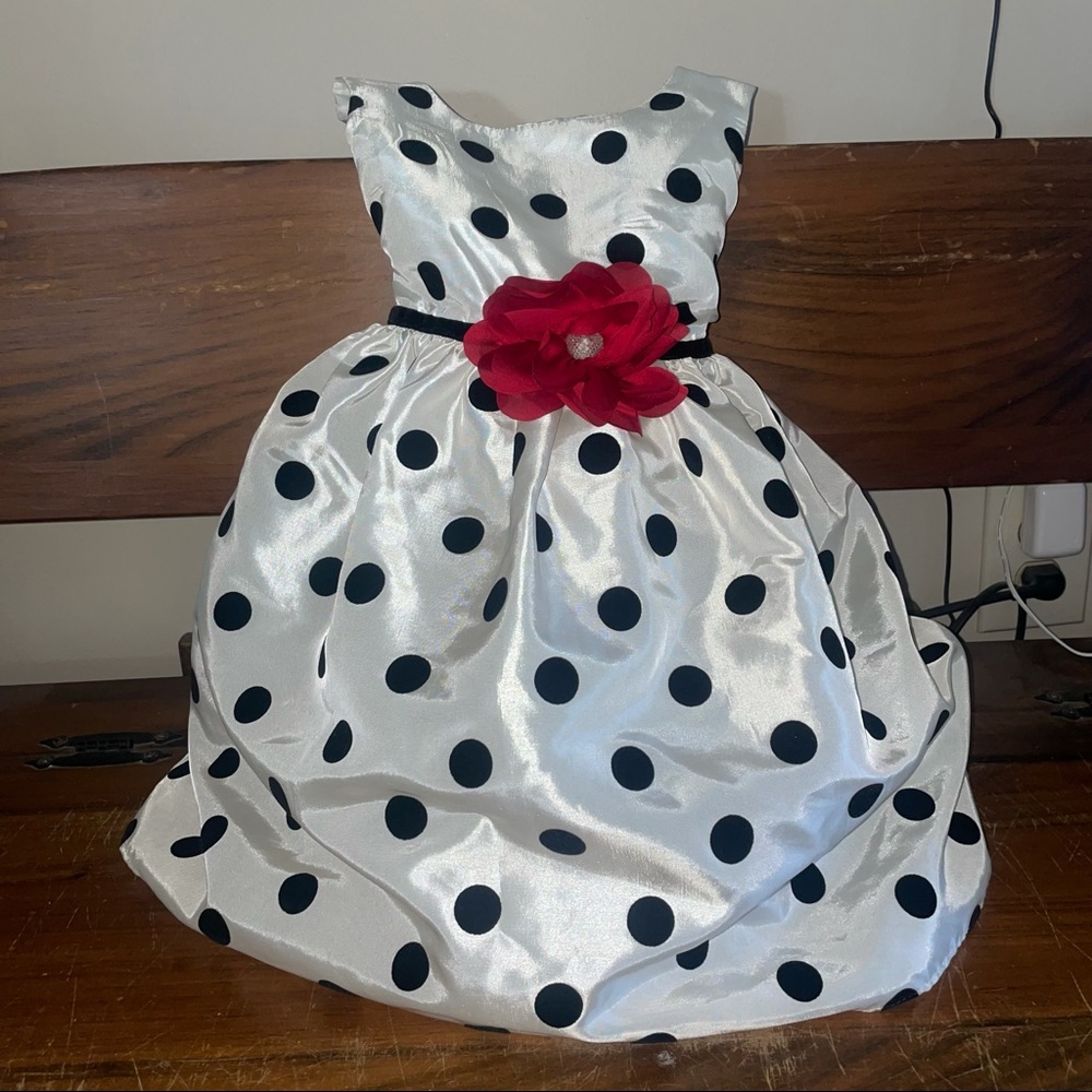 Excellent Cond! Sz 5 Black White Polka Dot Dress